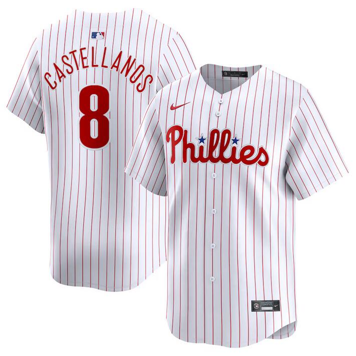 Men's Philadelphia Phillies #8 Nick Castellanos White Home Limited Stitched Jersey